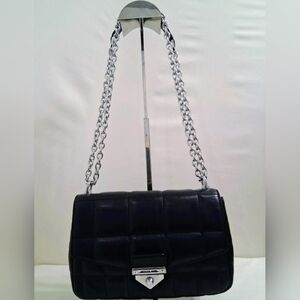 Michael Kors SoHo Black Quilted Leather Bag Adjustable Chain Strap W/ Dust Bag